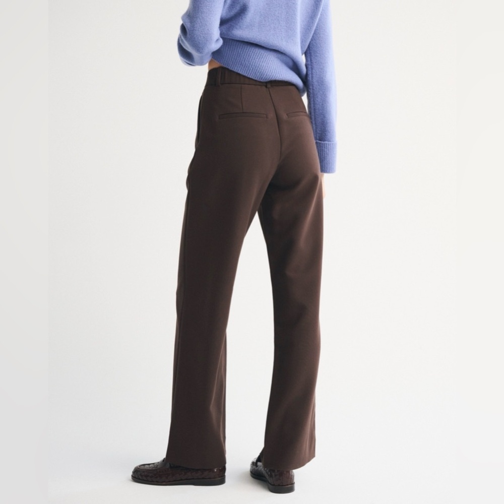 Abercrombie & Fitch Sloane Tailored Wide-Leg High-Rise Pants in Dark Brown 26R - Picture 6 of 8